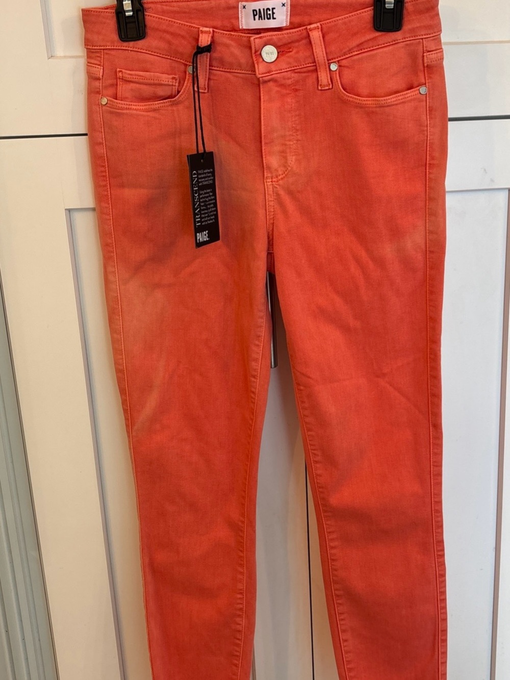 NWT Paige Verdugo Crop Jeans Women's Sz 27 Vintage Bright Tulip Raw Hem Mid Rise